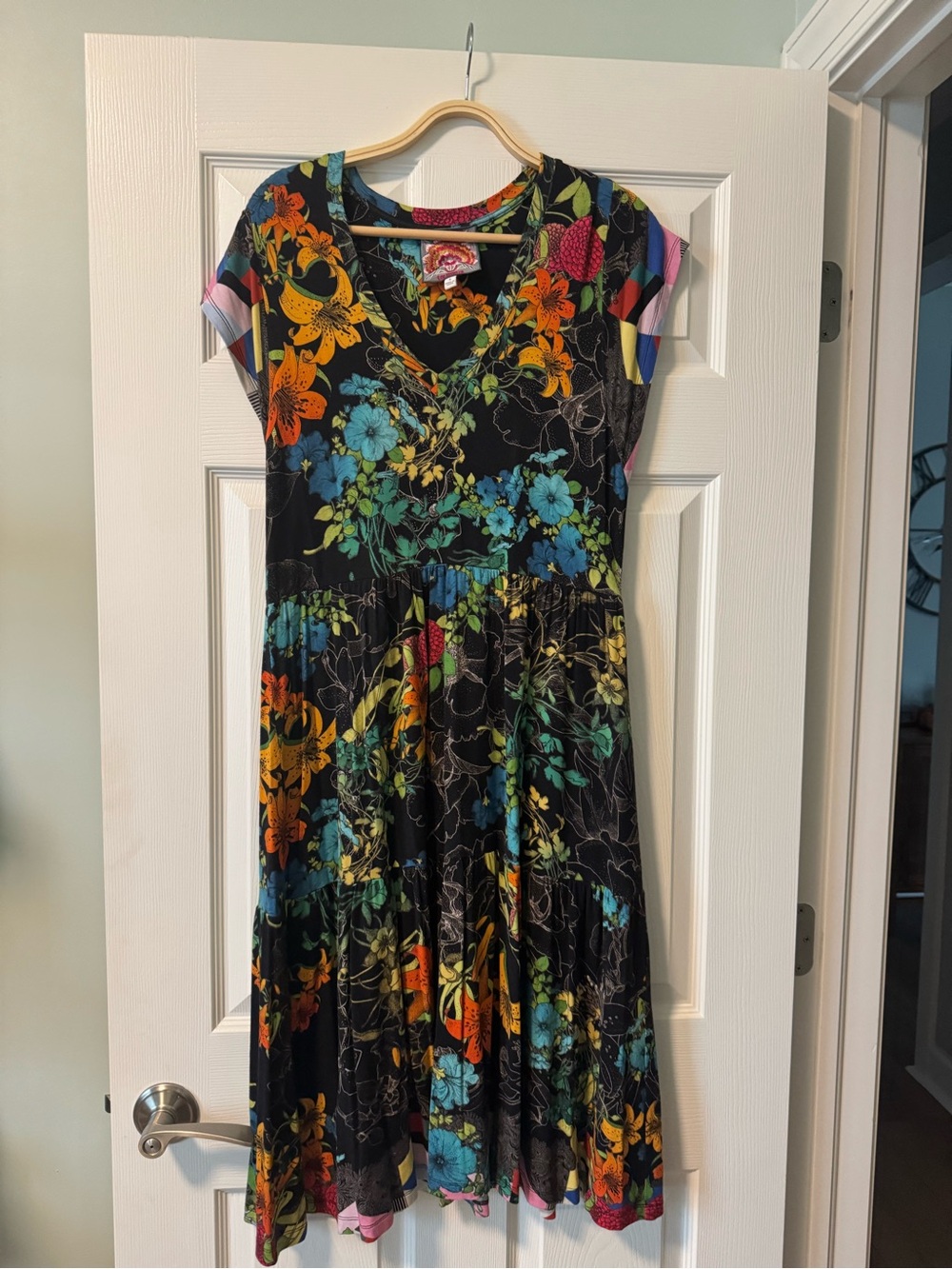 Johnny Was Bamboo Viscose Midi Dress with Floral Print - Small. Excellent Cond.
